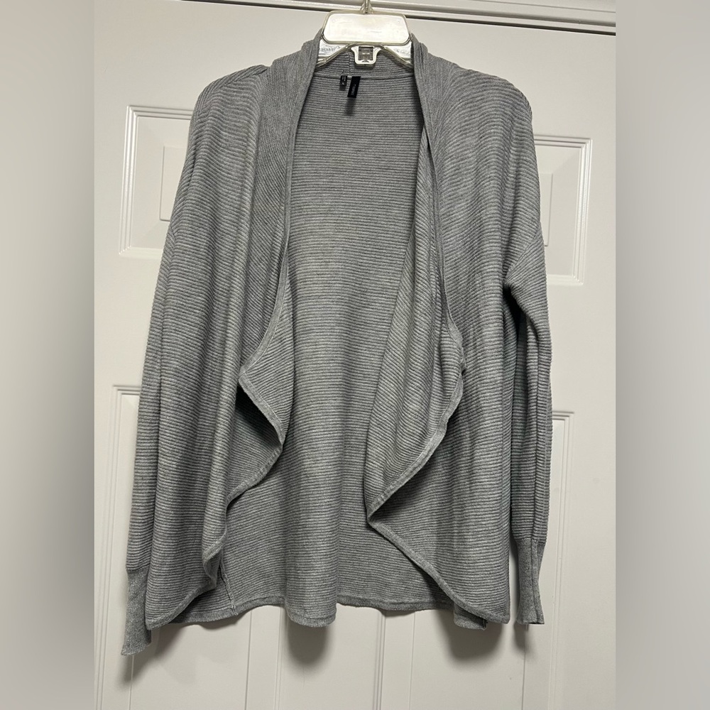 Maurices Light Gray Open Front Long Sleeve Ribbed Cardigan Sweater Size Large